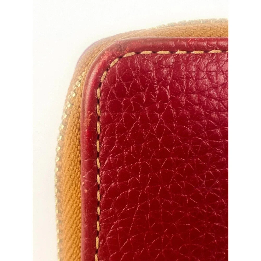 Dooney & Bourke Pebble Grain Large Zip Around Wallet Wristlet Burgundy Red